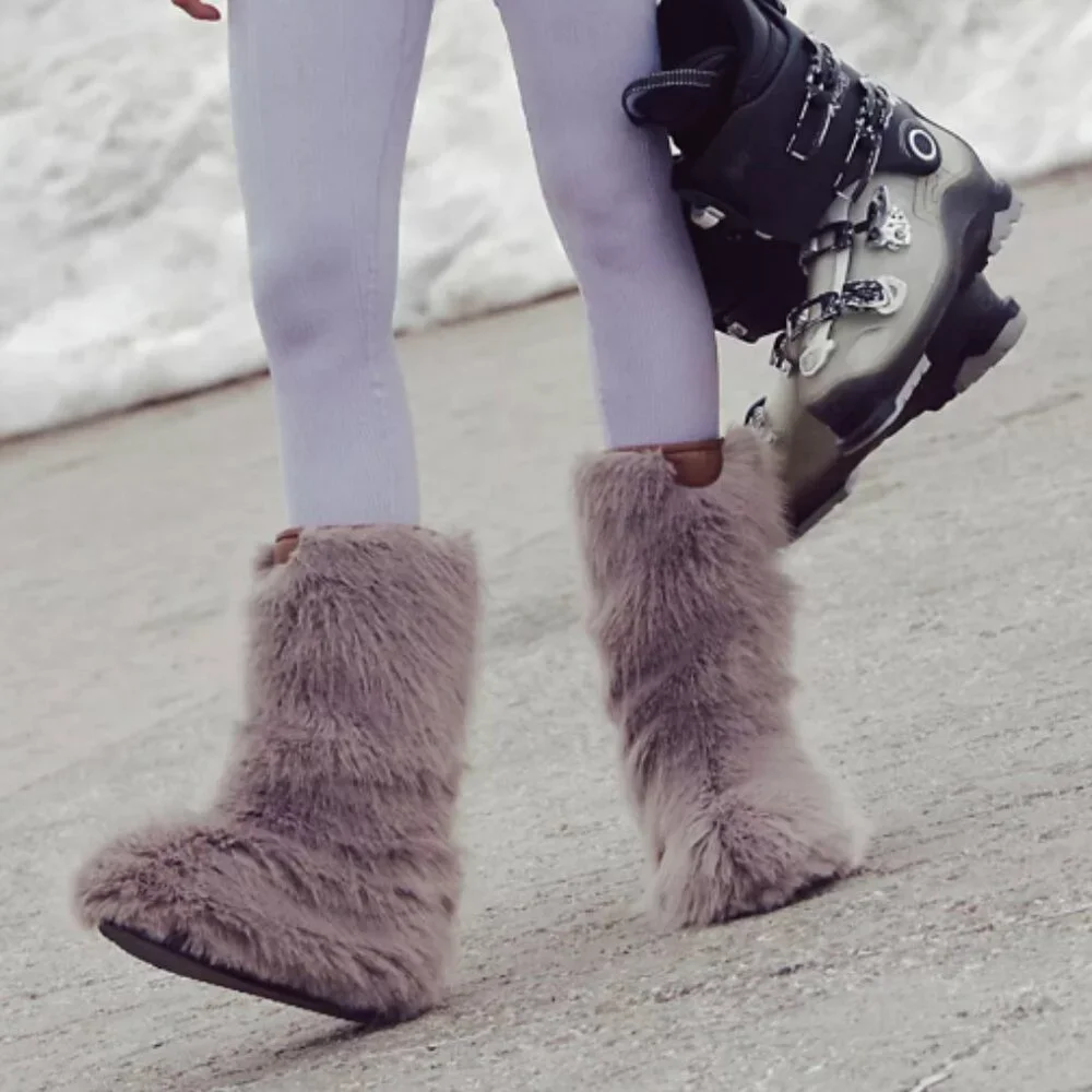 Free People Wild Thing Faux Fur Mid Boots Size 8